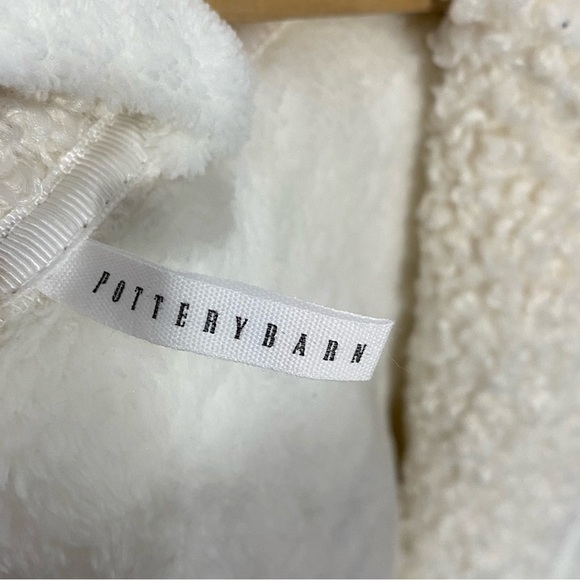 POTTERY BARN New Teddy Faux Fur Trim Robe Ivory Hood - Picture 8 of 10